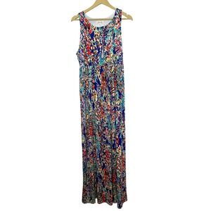 Beeson River Maxi Dress Womens 3XL Multi Color artsy abstract